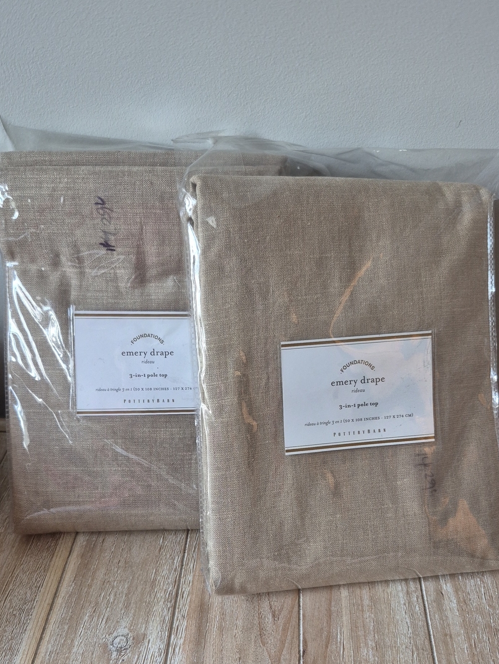 Pottery Barn 2 Emery 3 In 1 Pole Top Curtains Walnut Linen Blend 50 X 108 In L